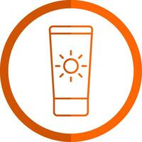 Sun Cream Line Orange Circle Icon vector