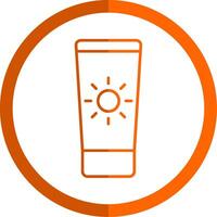 Sun Cream Line Orange Circle Icon vector