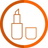 lápiz labial línea naranja circulo icono vector