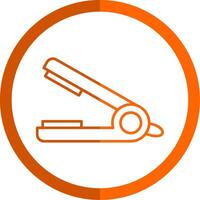 Hair Straightener Line Orange Circle Icon vector