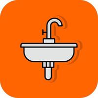 lavabo lleno naranja antecedentes icono vector