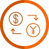 Exchange Line Orange Circle Icon vector
