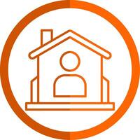 Residential User Line Orange Circle Icon vector