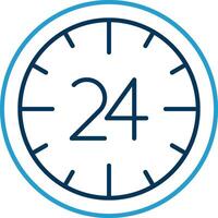 24 horas línea azul dos color icono vector