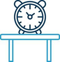 mesa reloj línea azul dos color icono vector