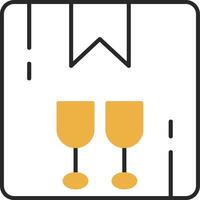 Fragile Skined Filled Icon vector