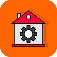 Home Setting Filled Orange background Icon vector