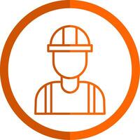 Engineer Line Orange Circle Icon vector