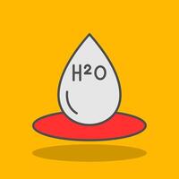 H2O lleno sombra icono vector