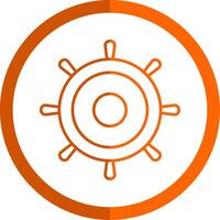 timón línea naranja circulo icono vector