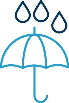 Umbrella Line Blue Two Color Icon