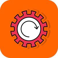 Gear Wheel Drawing Filled Orange background Icon vector