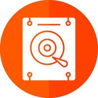 Hard Disk Glyph Red Circle Icon vector