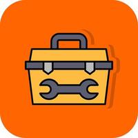 caja de herramientas lleno naranja antecedentes icono vector