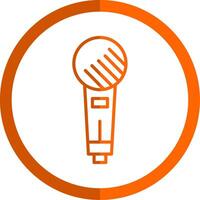 Mic Line Orange Circle Icon vector