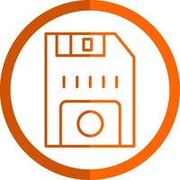 Floppy Disk Line Orange Circle Icon vector