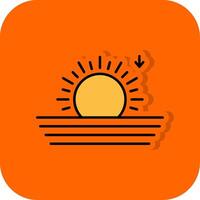 puesta de sol lleno naranja antecedentes icono vector