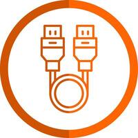 Usb Cable Line Orange Circle Icon vector