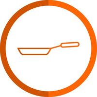 Frying Pan Line Orange Circle Icon vector