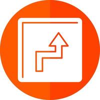 Zigzag Arrow Glyph Red Circle Icon vector