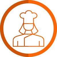 Lady Chef Line Orange Circle Icon vector