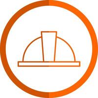 Hard Hat Line Orange Circle Icon vector