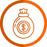 Money Bag Line Orange Circle Icon vector