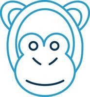 Monkey Line Blue Two Color Icon vector