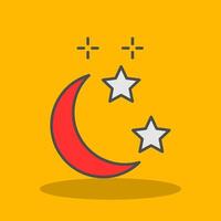 Moon and Star Filled Shadow Icon vector