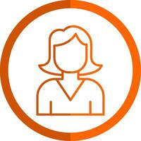 Female Avatar Line Orange Circle Icon vector