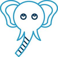 elefante línea azul dos color icono vector