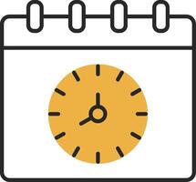 Time And Date Skined Filled Icon vector