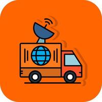 News Van Filled Orange background Icon vector