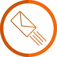 Express Mail Line Orange Circle Icon vector