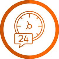 24 horas línea naranja circulo icono vector