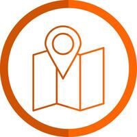 Map Line Orange Circle Icon vector