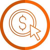 Pay Per Click Line Orange Circle Icon vector