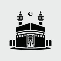 A black and white image of a mosque Kaaba mosque in mecca vector