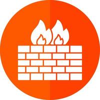 Firewall Glyph Red Circle Icon vector