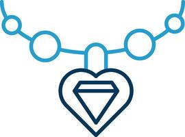 Necklace Line Blue Two Color Icon vector