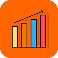 Bar Graph Filled Orange background Icon vector