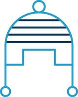 Winter Cap Line Blue Two Color Icon vector