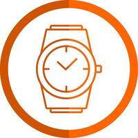 Stylish Watch Line Orange Circle Icon vector