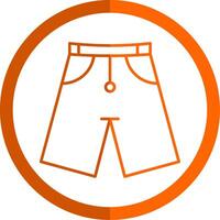 pantalones cortos línea naranja circulo icono vector