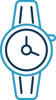 reloj de pulsera línea azul dos color icono vector