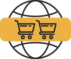 Online Shoping Skined Filled Icon vector