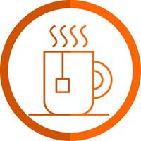 Tea Mug Line Orange Circle Icon vector