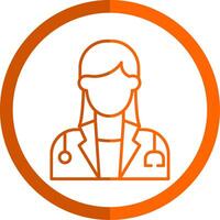 Female Doctor Line Orange Circle Icon vector