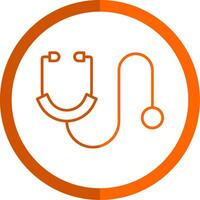 Stethoscope Line Orange Circle Icon vector