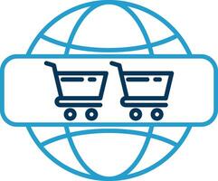 Online Shoping Line Blue Two Color Icon vector